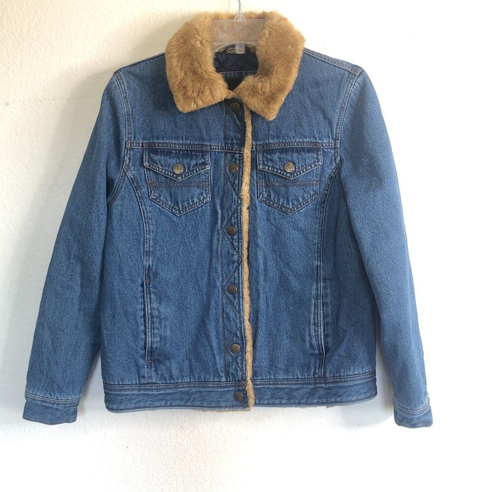 JLO Vintage Jennifer Lopez Faux Fur Collar Denim Y2K Jacket Size M